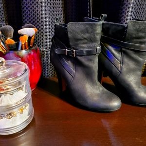 Aldo black buckle boots